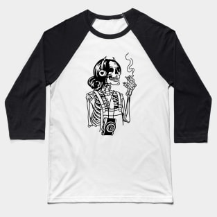 Smoking Skeleton Baseball T-Shirt